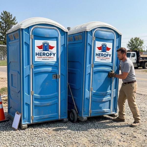 Porta potty delivery at construction site